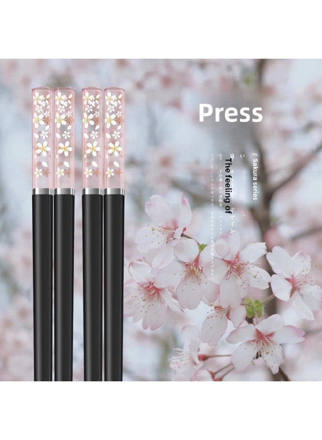 Daily Use Cutlery/chopsticks - Durable Stainless Steel Chopsticks Non-slip Grip Ideal For Home Restaurant-Specifications:24cm Pink Cherry Chopsticks (black Chopsticks Body)  - Image 1