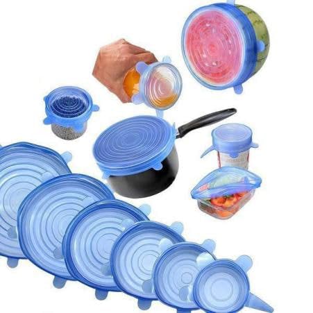 POPLEY Silicone Stretch Lids Reusable Covers, Microwave Safe Food Storage Bowls/Mugs/Cups/Dishes/Jars/Plats Covers for Home Kitchen Set of 6(Multi Color) - Image 1