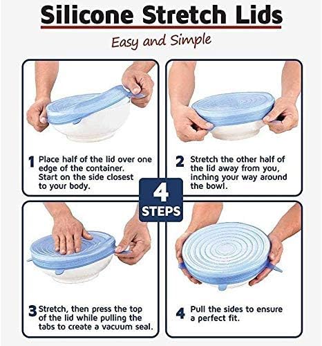 POPLEY Silicone Stretch Lids Reusable Covers, Microwave Safe Food Storage Bowls/Mugs/Cups/Dishes/Jars/Plats Covers for Home Kitchen Set of 6(Multi Color) - Image 2