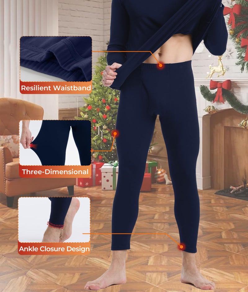 BAMBOO COOL BlazeBoo Men's Thermal Underwear with Soft Fleece Lined Base Layer Cold Weather Top Bottom Gift Set - Image 3