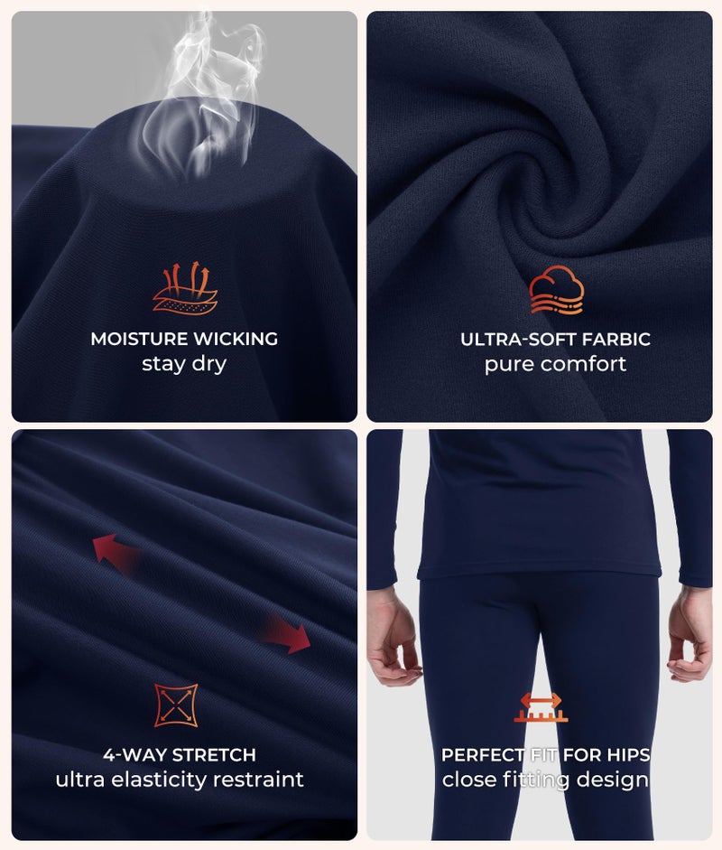 BAMBOO COOL BlazeBoo Men's Thermal Underwear with Soft Fleece Lined Base Layer Cold Weather Top Bottom Gift Set - Image 5