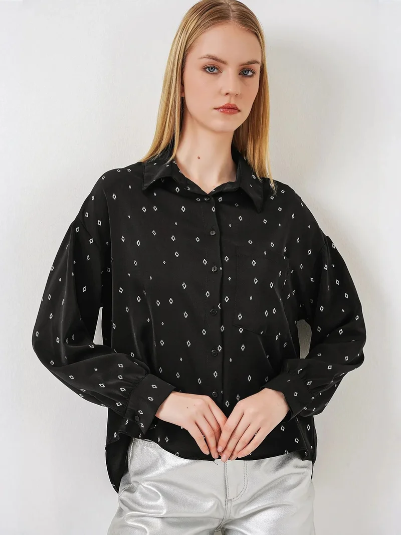 بيغ دارت BDART Oversized Long Sleeve Printed Shirt with Pocket