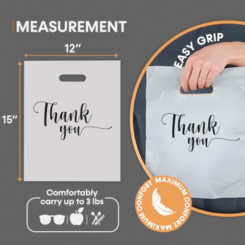 MMSBAGS Retail Plastic Merchandise Bags Die Cut Handles Strong Tear Resistent different Sizes and Colors Perfect for Retail Stores Parties or Any Events Packs 100200500 200 Clear TY 12x15 - Image 3
