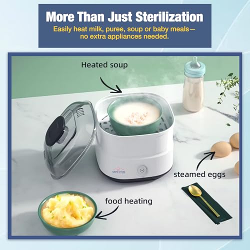 Safe-O-Kid® 5 Bottles Advanced Sterilizer with 1 Year Manufacturer Warranty, Large Capacity, Steam Sterilizer for Feeding Bottles, Assessories, Breast Pumps, Teats, BPA free products, Auto Shut - White - Image 4