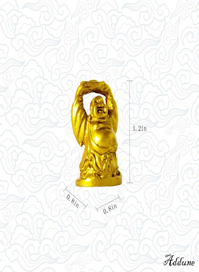 Addune Set of 6 Mini Laughing Happy Buddha Statue Resin Figurines Feng Shui for Luck Wealth Good Gift and Collection (1'', Gold) - Image 4