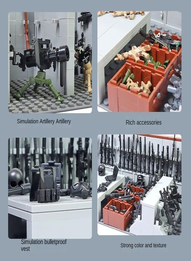 ELEFOCUS WW2 Military Base Building Blocks Set - 520 PCS Army Weapons Pack with SWAT Gear, Miniguns, Custom Guns, and 10 Soldier Figures - Kids Army Playset Compatible with Major Brands - Image 4
