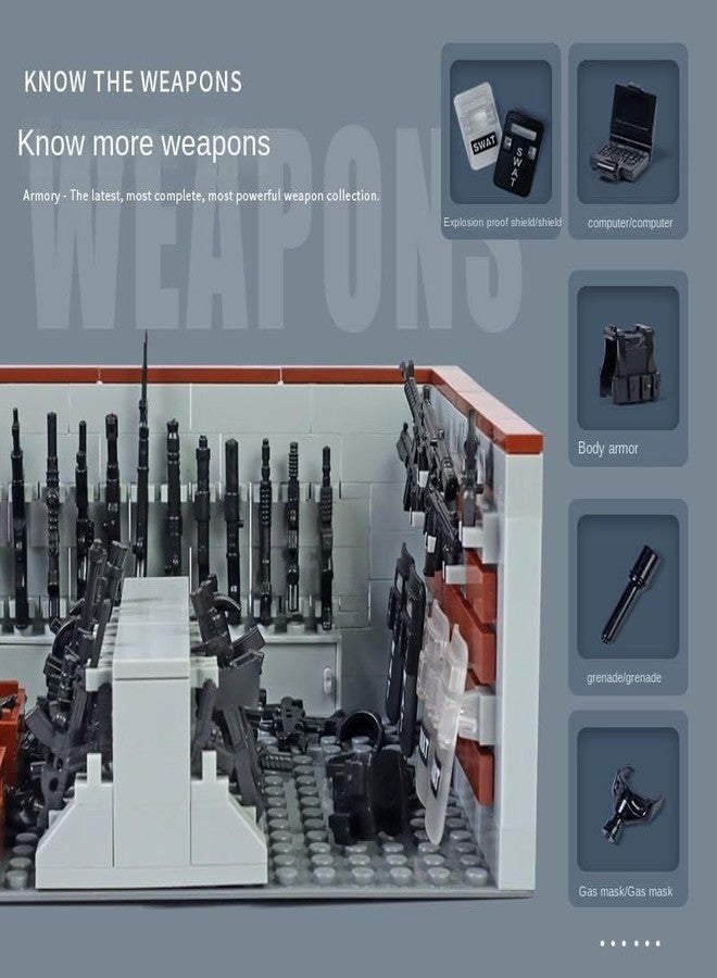 ELEFOCUS WW2 Military Base Building Blocks Set - 520 PCS Army Weapons Pack with SWAT Gear, Miniguns, Custom Guns, and 10 Soldier Figures - Kids Army Playset Compatible with Major Brands - Image 3