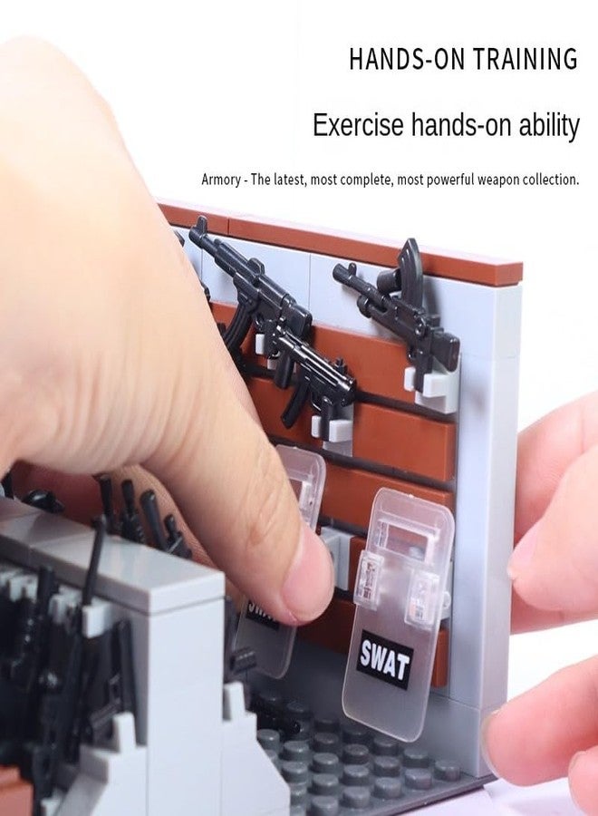 ELEFOCUS WW2 Military Base Building Blocks Set - 520 PCS Army Weapons Pack with SWAT Gear, Miniguns, Custom Guns, and 10 Soldier Figures - Kids Army Playset Compatible with Major Brands - Image 5