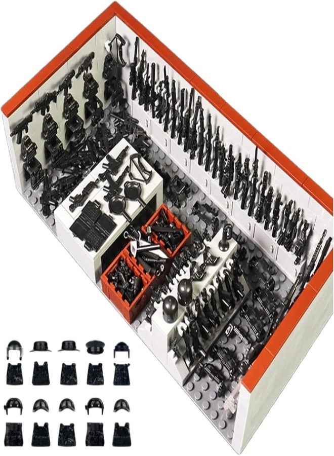 ELEFOCUS WW2 Military Base Building Blocks Set - 520 PCS Army Weapons Pack with SWAT Gear, Miniguns, Custom Guns, and 10 Soldier Figures - Kids Army Playset Compatible with Major Brands - Image 1