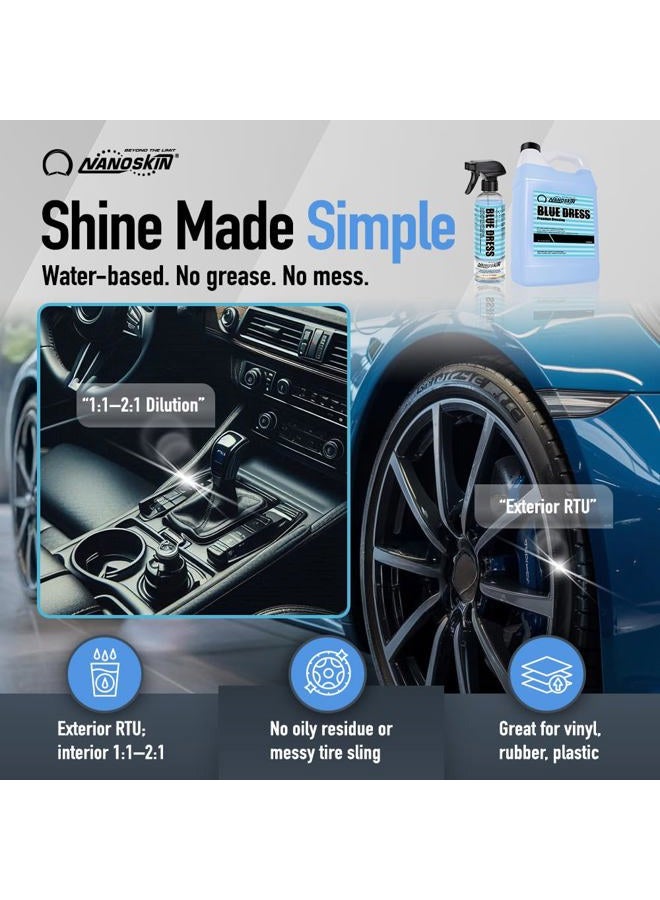 Nanoskin BLUE DRESS Premium Dressing 55 Gallons- Sprayable Interior & Exterior Dressing for Car Detailing | Works on Tire, Vinyl, Rubber, Plastic & Trim| Safe for Cars, Trucks, Motorcycles, RVs & More - Image 2