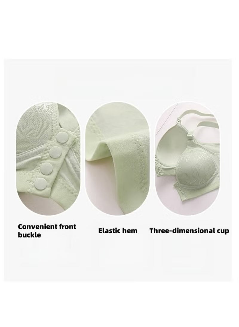 4-Piece Set New Nursing Bra Front Buckle Thin Breathable No Steel Ring Gathered - Image 3