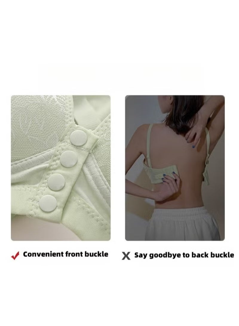 4-Piece Set New Nursing Bra Front Buckle Thin Breathable No Steel Ring Gathered - Image 4