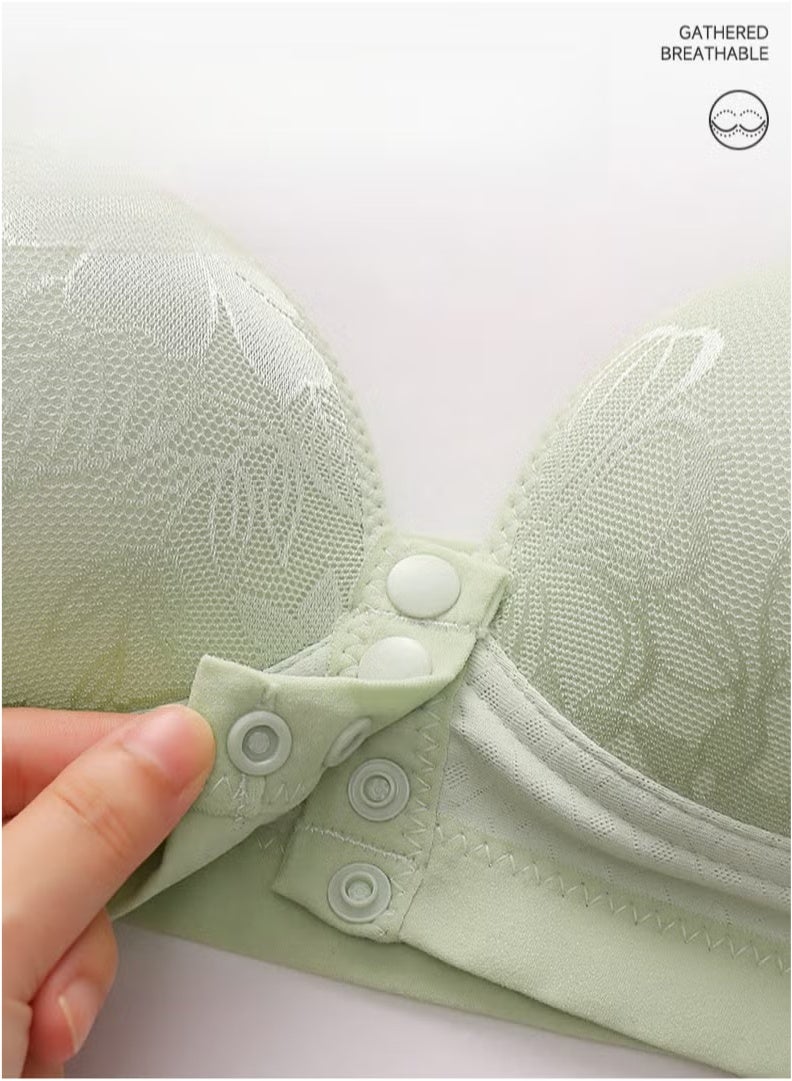 4-Piece Set New Nursing Bra Front Buckle Thin Breathable No Steel Ring Gathered - Image 2