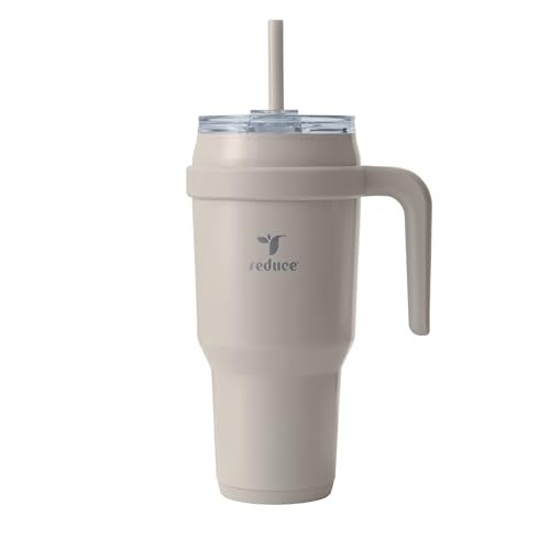 REDUCE 40 oz Stainless Steel Tumbler with Handle - Dual-Wall Vacuum Insulated Travel Mug, Sweat-Proof Lid & Reusable Straw - Keeps Drinks Cold for 24 Hrs, Fits Cupholders, Dishwasher Safe - Sand - Image 1