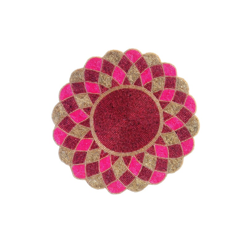 Purina Decorative Handmade Beaded Round Placemat/RunnerPerfect for Table Dia 14 inches (35 X 35 CM)-TR0017-round - Image 4