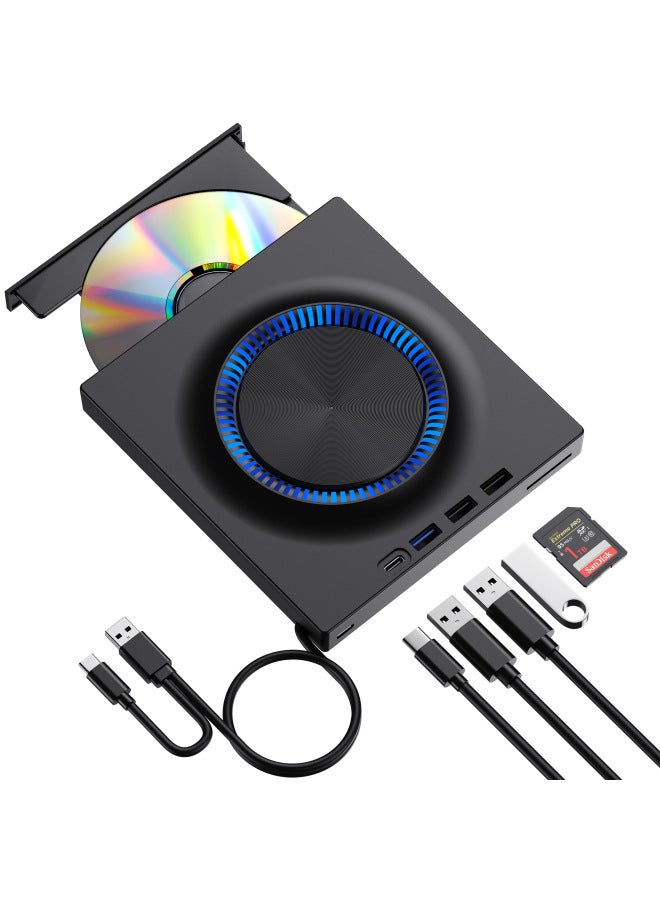 USB External Optical Drive Mobile DVD Burner Expansion Card Desktop External Computer Notebook Burning-Color:Black-Specifications:DVD Burner (read/write CD DVD)  - Image 1