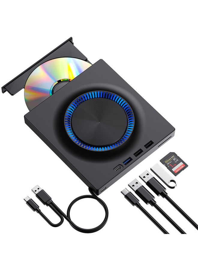 USB External Optical Drive Mobile DVD Burner Expansion Card Desktop External Computer Notebook Burning-Color:Black-Specifications:DVD Burner (read/write CD DVD)  - Image 2