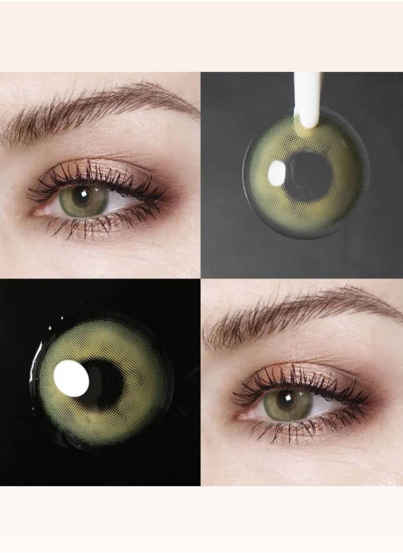 Unibling - Marina Green Yearly Colored Contact Lenses, Unisex Cosmetic Contact Lenses, Enlargement Collection, Light Green, With Case - Image 1