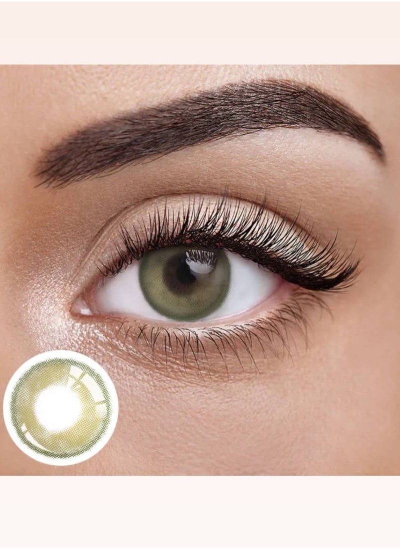 Unibling - Marina Green Yearly Colored Contact Lenses, Unisex Cosmetic Contact Lenses, Enlargement Collection, Light Green, With Case - Image 1