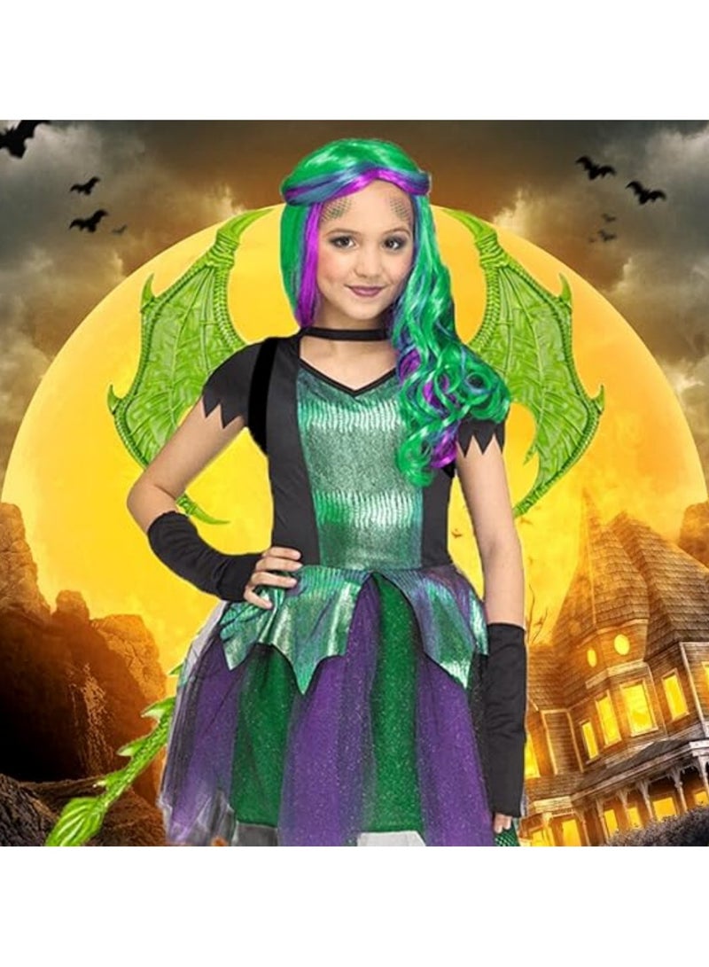 جورونب طقم قناع ذيل الديناصور على شكل جناح تنين للأطفال، قناع ذيل أجنحة تنين للأطفال، زي تنين قوطي لحفلات التنكر - Image 2