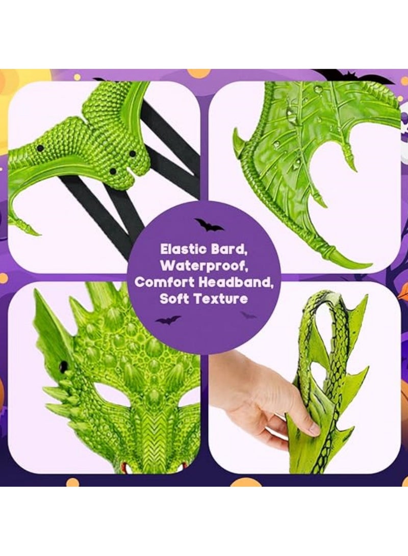 جورونب طقم قناع ذيل الديناصور على شكل جناح تنين للأطفال، قناع ذيل أجنحة تنين للأطفال، زي تنين قوطي لحفلات التنكر - Image 5