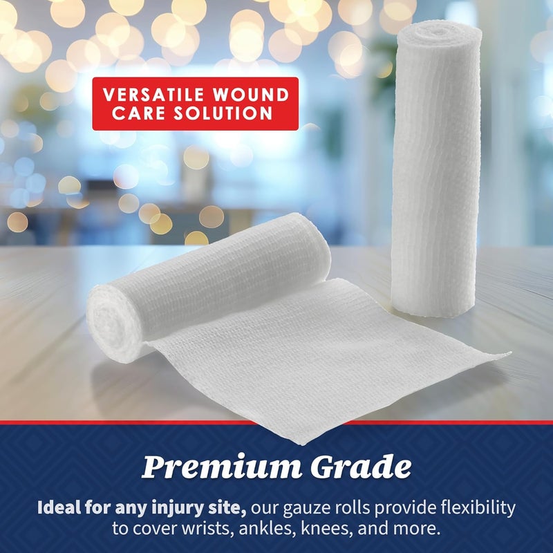 MEDca Gauze Bandage Rolls  12 Pack 3 in x 41 Yards Per Roll Medical Grade Stretch Wrapping for Dressing All Types of Wounds and First Aid Kit 3Inch 12 Pcs - Image 4