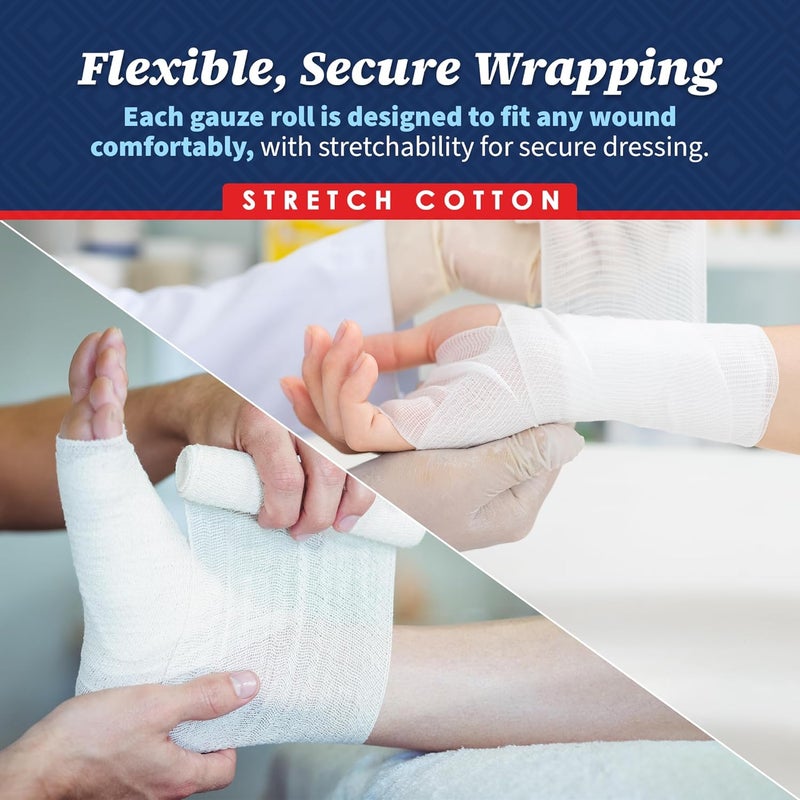 MEDca Gauze Bandage Rolls  12 Pack 3 in x 41 Yards Per Roll Medical Grade Stretch Wrapping for Dressing All Types of Wounds and First Aid Kit 3Inch 12 Pcs - Image 3