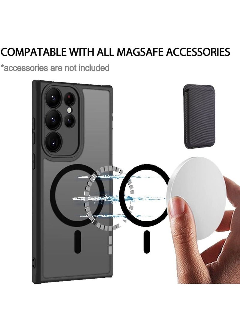KASTWAVE KASTWAVE for Galaxy S23 Ultra Magnetic Case Compatible with Magsafe Wireless Chager, Anti-Fingerprints Black Frame with Frosted Back Cover Camera Protection Shockproof Case  - Image 3