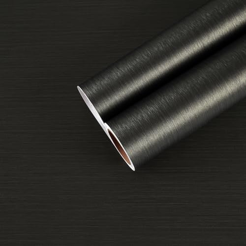 CHIHUT 17.7”x100” Bronze Black Stainless Steel Contact Paper for Appliances Brushed Metallic Wallpaper Stick and Peel Waterproof Removable Metal Refrigerator Fridge Wrap for Dishwasher Metal Surface - Image 1