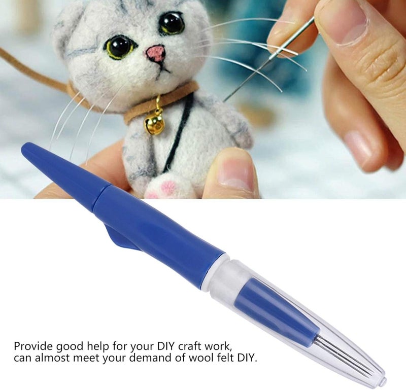 هيليتاند Wool Felting Tool, Portable Pen Style Felting Needle Tool with 3 Needles, Wool Felt Needle Tools for DIY Patchwork Craft(Blue) - Image 5