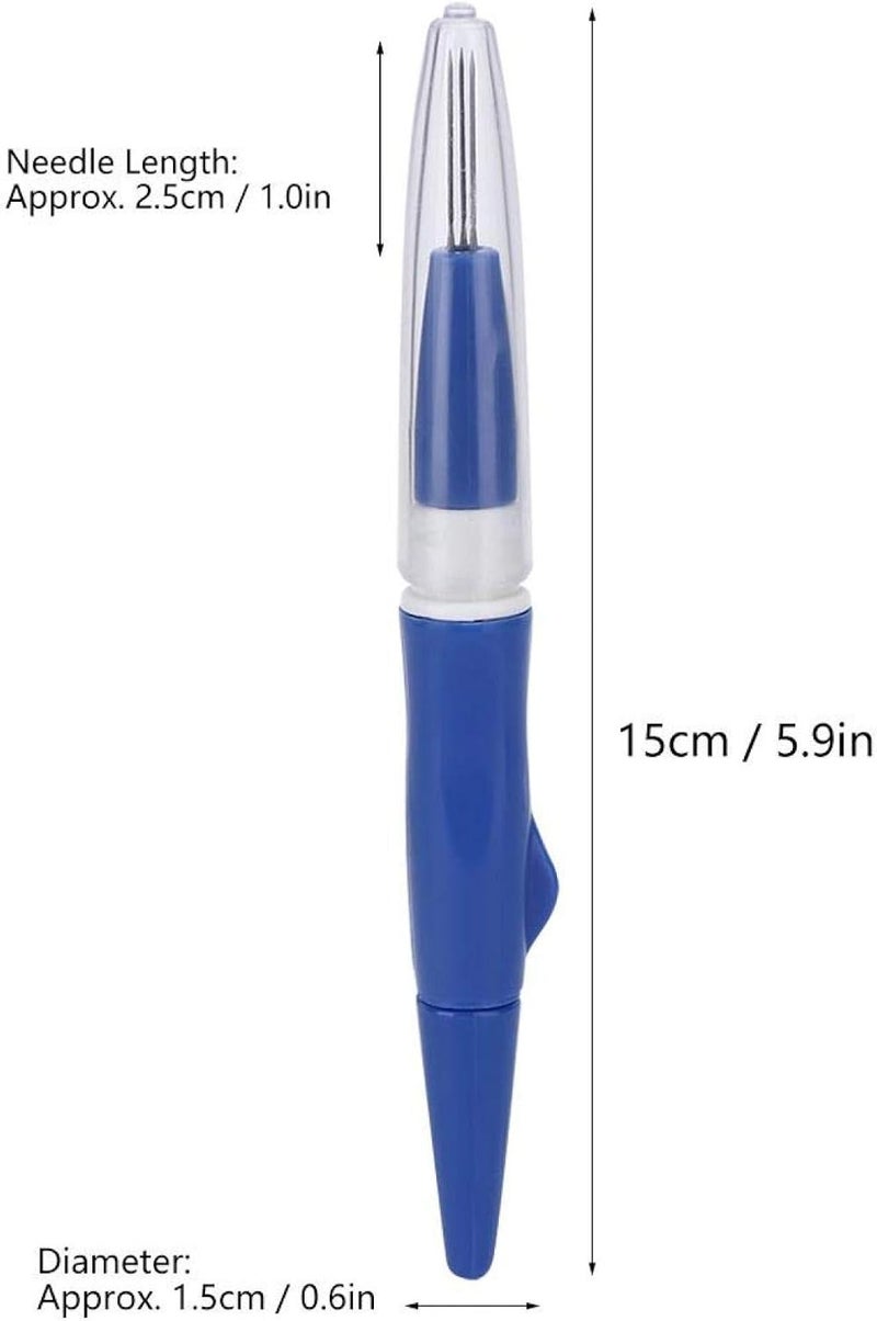 هيليتاند Wool Felting Tool, Portable Pen Style Felting Needle Tool with 3 Needles, Wool Felt Needle Tools for DIY Patchwork Craft(Blue) - Image 3