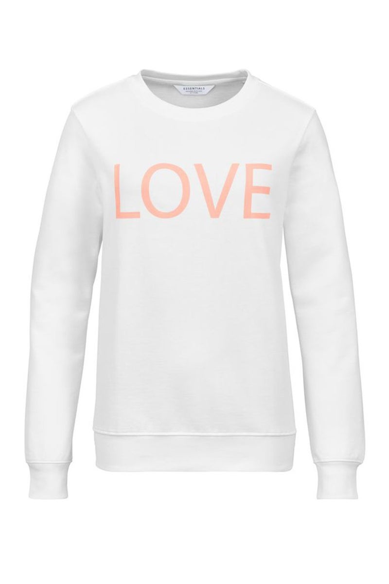 Tchibo Women Crew Neck Graphic Long Sleeve Sweatshirt, White - Image 2