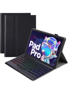 Arabic and English Keyboard Case for Lenovo Tab P11 Pro Gen 2 / Tab P11 Pro (2nd Gen) 11.2 inch, Wireless Bluetooth Keyboard TPU Shell Three Color Backlight Split Leather Case