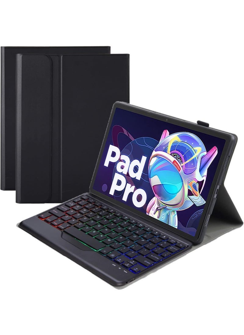 Generic - Arabic and English Keyboard Case for Lenovo Tab P11 Pro Gen 2 / Tab P11 Pro (2nd Gen) 11.2 inch, Wireless Bluetooth Keyboard TPU Shell Three Color Backlight Split Leather Case - Image 1