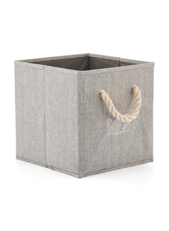 EZOWare Foldable Bamboo Fabric Storage Bins [set of 4] with Cotton Rope Handles, Collapsible Organizer Boxes Basket - 10.5 x 10.5 x11 inch (Gray) - Image 2