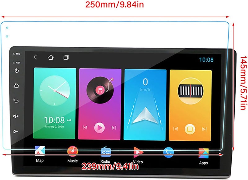 Buachois Car GPS Screen Protector Foil, Anti Scratch Anti Fingerprint Tempered Glass Clear Touchscreen Film for Car Navigation Display (10 Inch) - Image 2