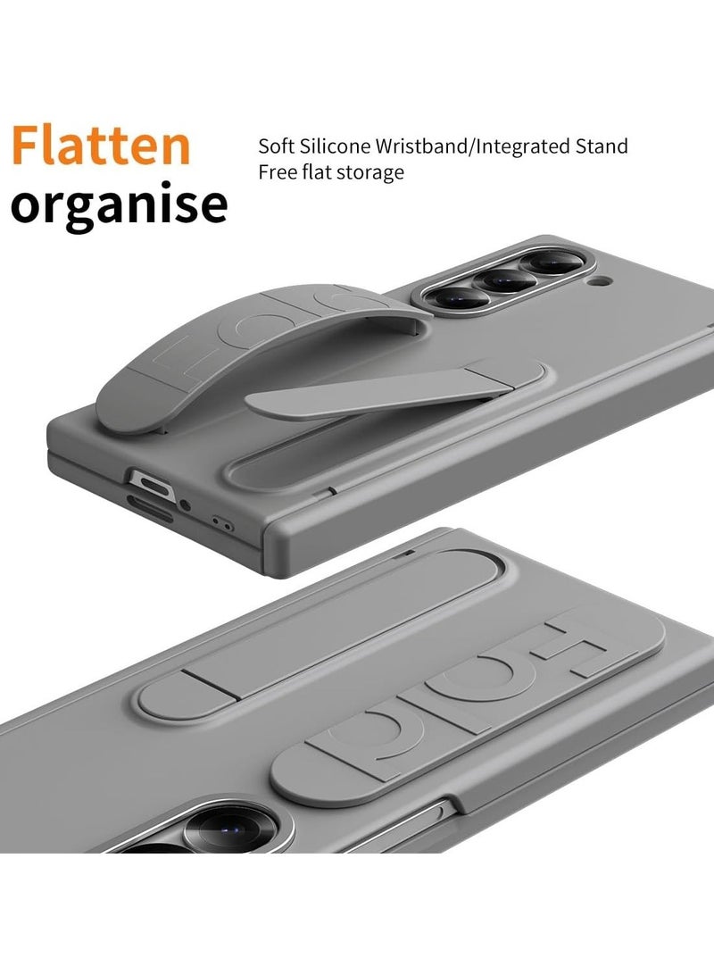 Case Compatible with Samsung Galaxy Z Fold 6, with Foldable Screen Stand and Wristband, with Fully Wrapped Protective Cover for The Shell Film Hinge Cover with Pen Slot and Pen - Image 3