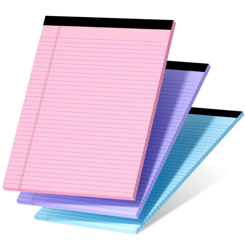 Nichela 3 Pcs Legal Pads 8.5 x 11 Colored Note Pads 8.5 x 11 Notepad Total 75 Sheets, Micro Perforated Writing Pads Lined Paper College Ruled Pad of Paper Notebook To-Do List for School & Office Supplies - Image 1