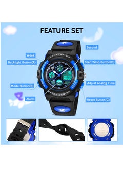 MAIKL Kids Watch, Boys Watches Ages 5-15, Analog Digital Watch for Kids Watch Boys Girls, Kids Waterproof Watch with Alarm Clock Stopwatch Wrist Watch, Birthday Gifts (Blue)  - Image 3