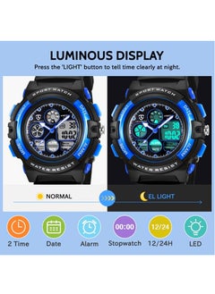 MAIKL Kids Watch, Boys Watches Ages 5-15, Analog Digital Watch for Kids Watch Boys Girls, Kids Waterproof Watch with Alarm Clock Stopwatch Wrist Watch, Birthday Gifts (Blue)  - Image 4