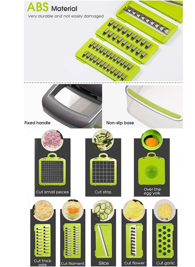Generic Multifunctional 16-in-1 Food Cutter, Vegetable Chopper, Pro Onion Chopper, Kitchen Vegetable Slicer Dicer Cutter,Veggie Chopper With 8 Blades,Carrot and Garlic Chopper With Container  - Image 5