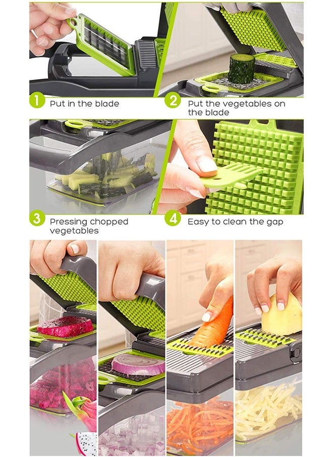 Generic - Multifunctional 16-in-1 Food Cutter, Vegetable Chopper, Pro Onion Chopper, Kitchen Vegetable Slicer Dicer Cutter,Veggie Chopper With 8 Blades,Carrot and Garlic Chopper With Container - Image 1