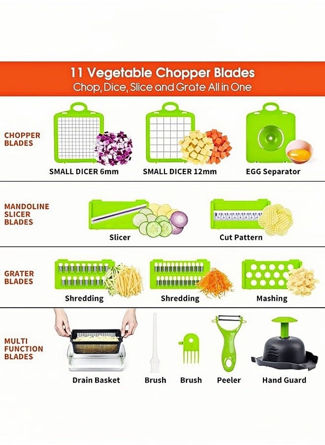 Generic Multifunctional 16-in-1 Food Cutter, Vegetable Chopper, Pro Onion Chopper, Kitchen Vegetable Slicer Dicer Cutter,Veggie Chopper With 8 Blades,Carrot and Garlic Chopper With Container  - Image 4