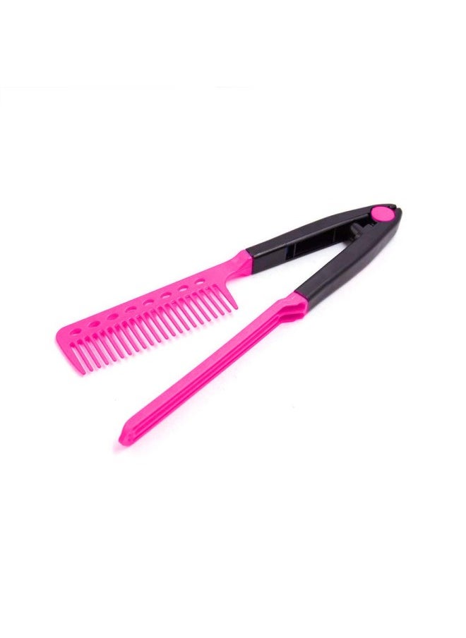 klarako - Hair Straightening Comb, Haircut Anti-static V Shape Comb Clip Clamp Hairdressing Styling Tools(Rose_Red) - Image 1
