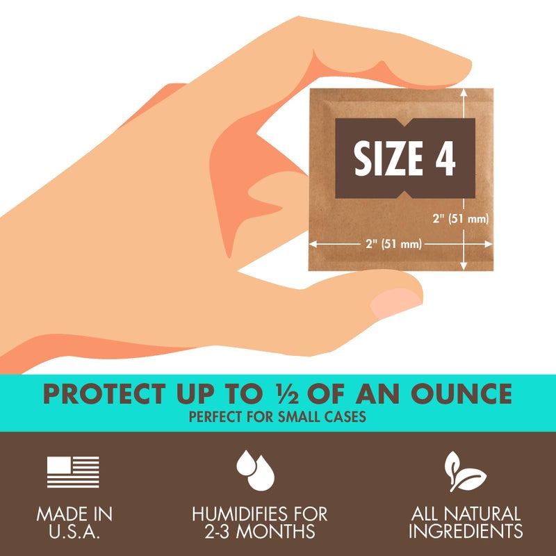 Boveda 58% Two-Way Humidity Control Packs For Storing Â½ oz of Product â€“ Size 4 â€“ 10 Pack â€“ Moisture Absorbers for Small Storage Containers â€“ Humidifier Packs â€“ Hydration Packets in Resealable Bag - Image 3