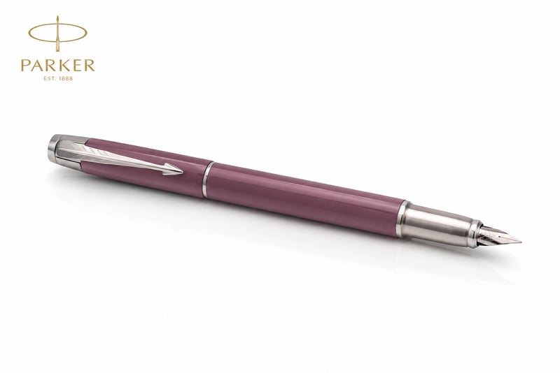 Parker IM Light Purple Silver Standard Fountain Pen, Chrome Trim, Professional Writing Gift - Image 1