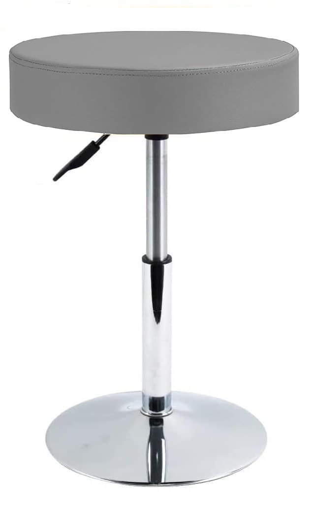 CRAFTSPEN Makeup Vanity Stool ChairRound Tufted Swivel Adjustable Makeup Vanity Seat Stool with Chromed Metal Base for Living RoomKitchenOffice Grey - Image 1