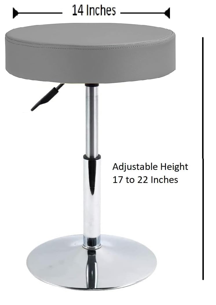 CRAFTSPEN Makeup Vanity Stool ChairRound Tufted Swivel Adjustable Makeup Vanity Seat Stool with Chromed Metal Base for Living RoomKitchenOffice Grey - Image 2