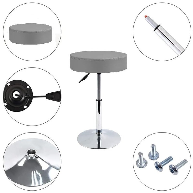 CRAFTSPEN Makeup Vanity Stool ChairRound Tufted Swivel Adjustable Makeup Vanity Seat Stool with Chromed Metal Base for Living RoomKitchenOffice Grey - Image 3