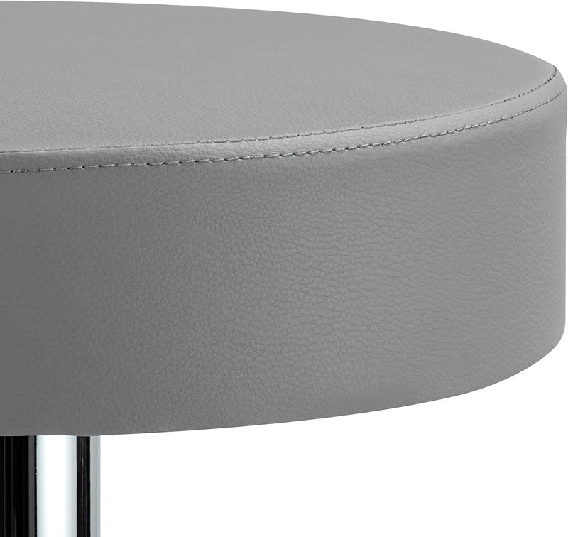 CRAFTSPEN Makeup Vanity Stool ChairRound Tufted Swivel Adjustable Makeup Vanity Seat Stool with Chromed Metal Base for Living RoomKitchenOffice Grey - Image 4